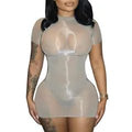 See-Thru Satin Mini-Champagne