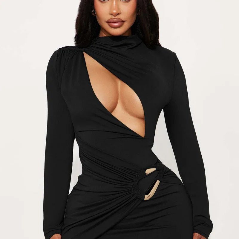 Cross Body Party Dress - Black